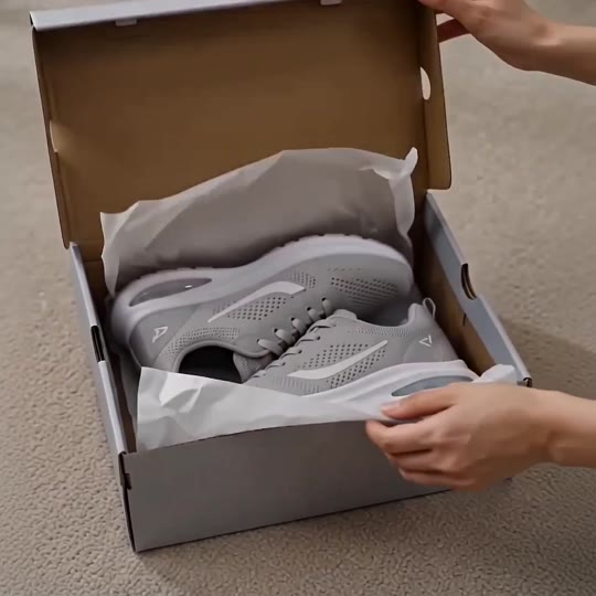 Original gray sneaker on a neutral product demonstration plinth