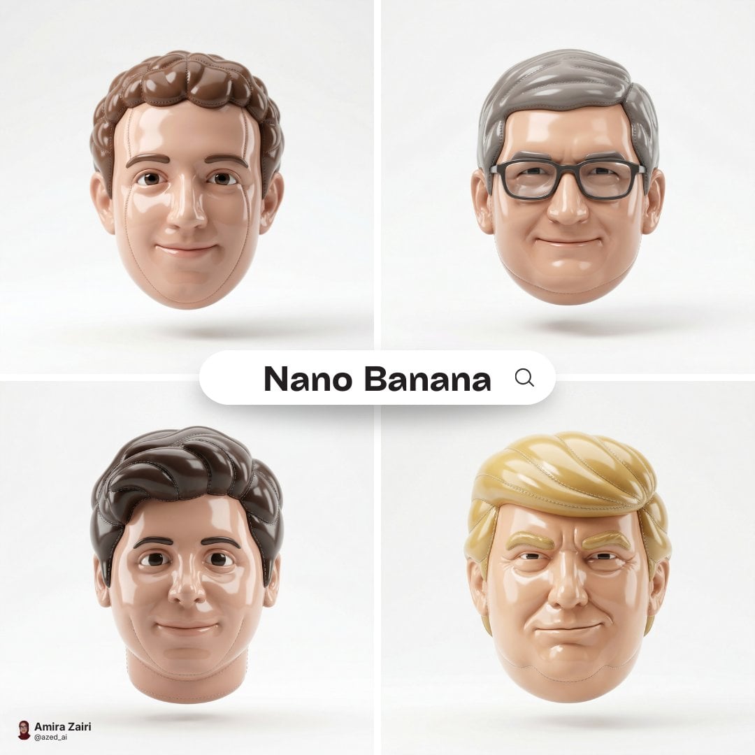 Original subject transformed into a glossy inflated-vinyl sculpture on light gray