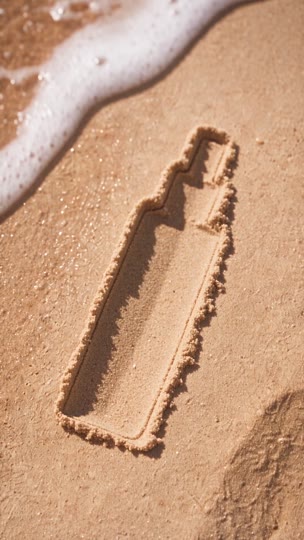 Authorized adult with an original gradient shimmer mist bottle on sand