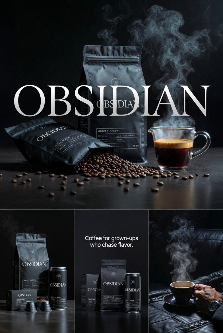 OBSIDIAN coffee 四图编辑广告模板