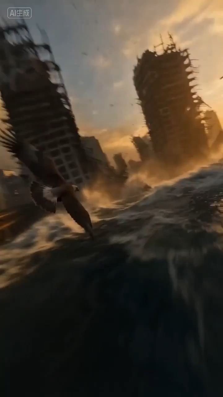 Sas POV menekülőrepülés videó-előnézete gyors, de olvasható siklással romos kőelemek között a nyílt fény felé.