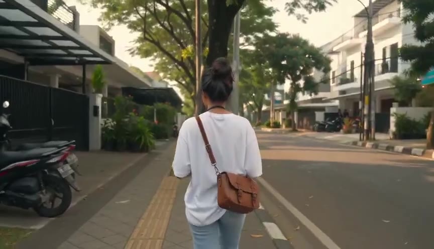 Adult Indonesian photographer carrying an unbranded 35mm camera