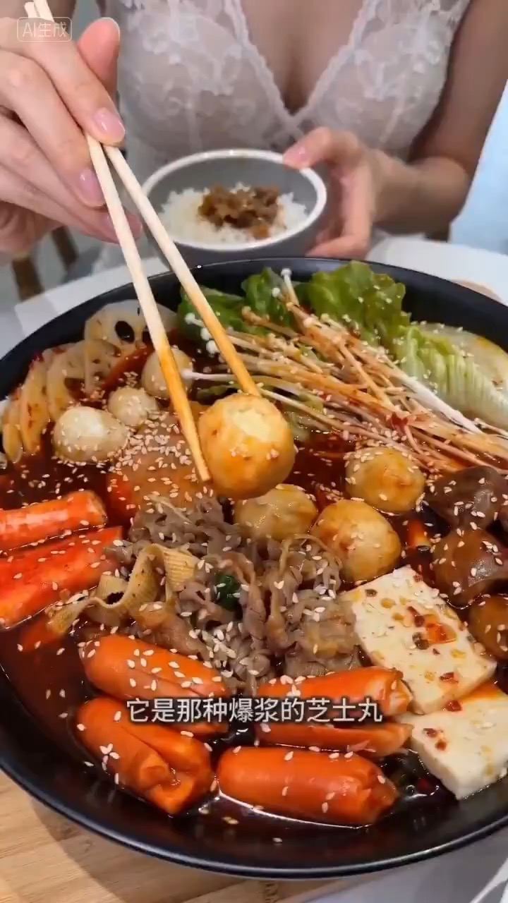 Pratinjau video avatar host cicip makanan dengan presenter dewasa, hidangan yang dapat diedit, gerakan tasting natural, dan close-up produk bersih.
